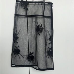 Helmut Lang Black Embellished Midi Pencil Skirt